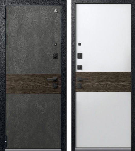 Центурион ЛЮКС-2 Чёрный муар+МДФ Серый камень+Миндаль рифленый-Кашемир белый+Миндаль рифленый